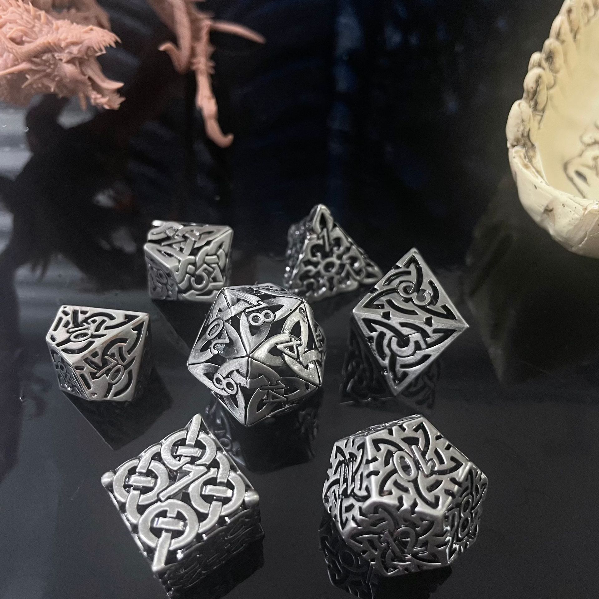 7 Pcs Cosplay D4-D20 DND Brass - Board Game Rpg 评论和价格