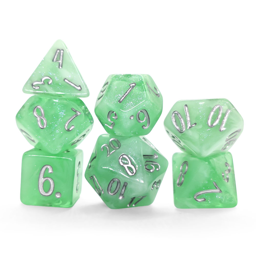 7Pcs Mint Green Swirl Glitter  - Board Game Rpg 评论和价格
