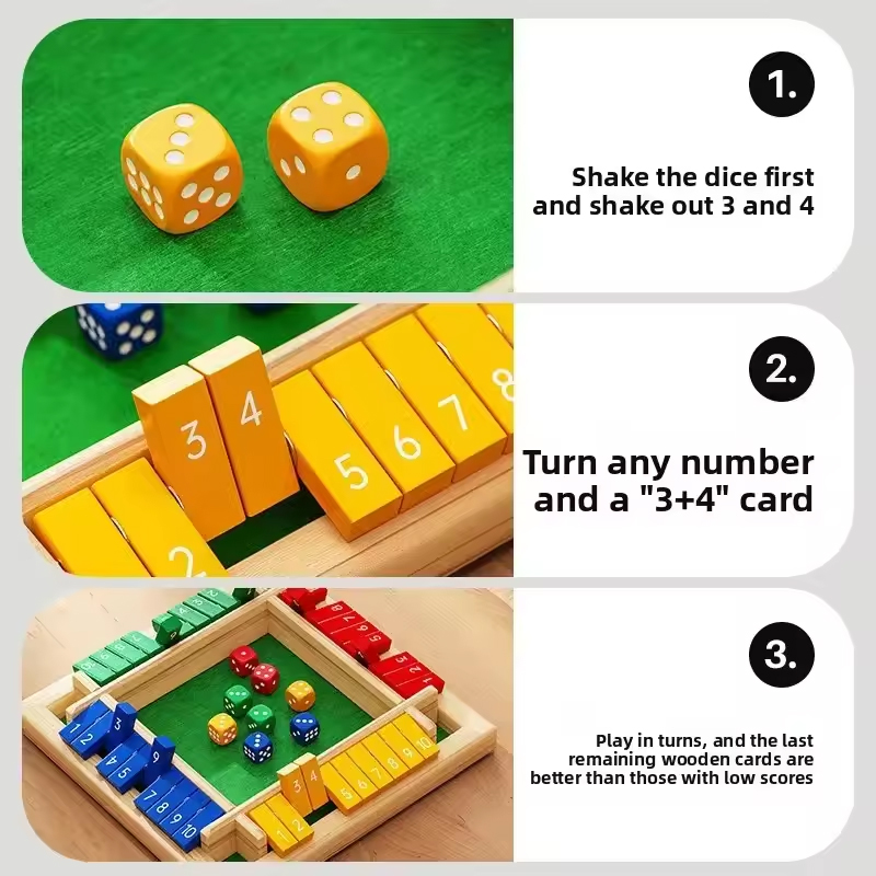 Box Game Wooden Dice Four-Side - Board Game Flip 7 评论和价格