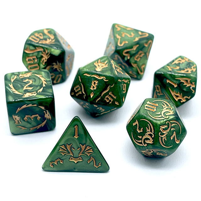 7Pcs Green Swirl Acrylic DND D - Board Game Rpg 评论和价格