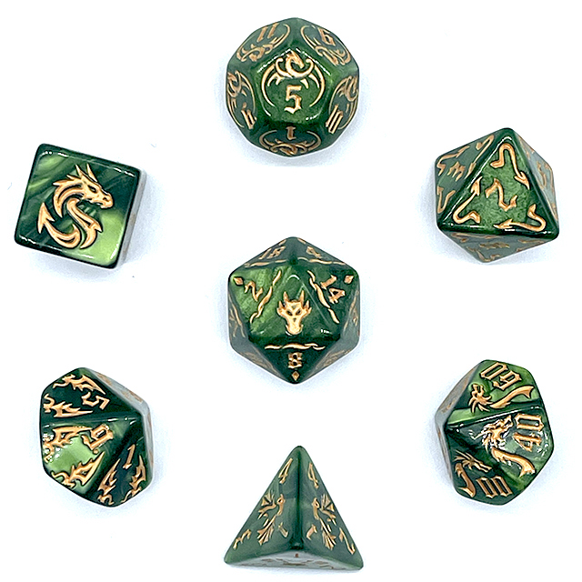 7Pcs Green Swirl Acrylic DND D - Board Game Rpg 评论和价格