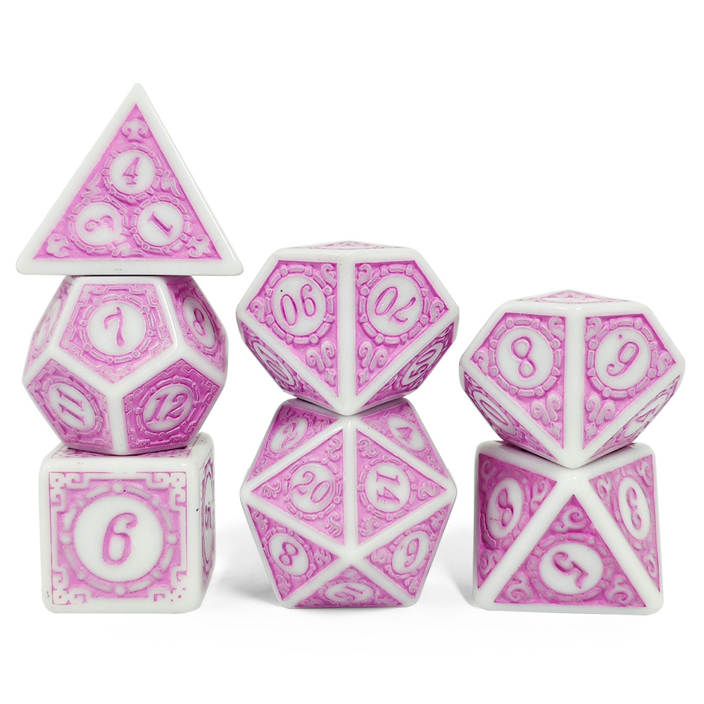 7Pcs White Pink Acrylic Polyhe - Board Game Rpg 评论和价格