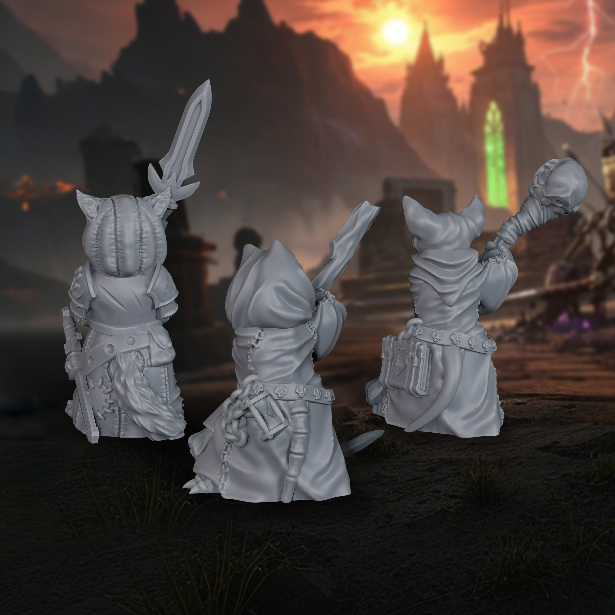 Three Cat Warriors Miniatures  - Board Game Rpg 评论和价格