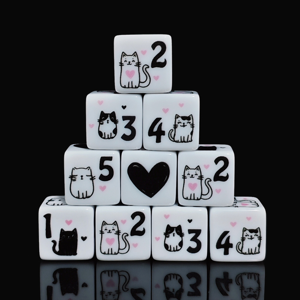 12Pcs/Set 16mm Cute Cat Dice,  - Board Game Rpg 评论和价格